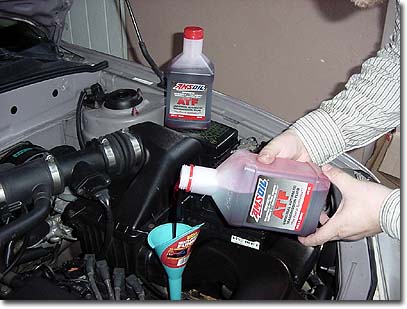 Adding Amsoil fully synthetic Automatic Transmission fluid to Hyundai Accent